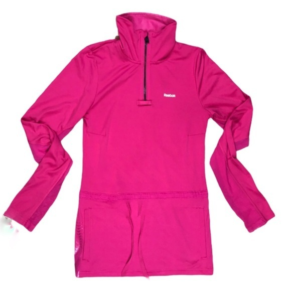 Reebok S Play Dry pink Women’s pullover athletic athleisure half zip‎ tunic top - Picture 1 of 9